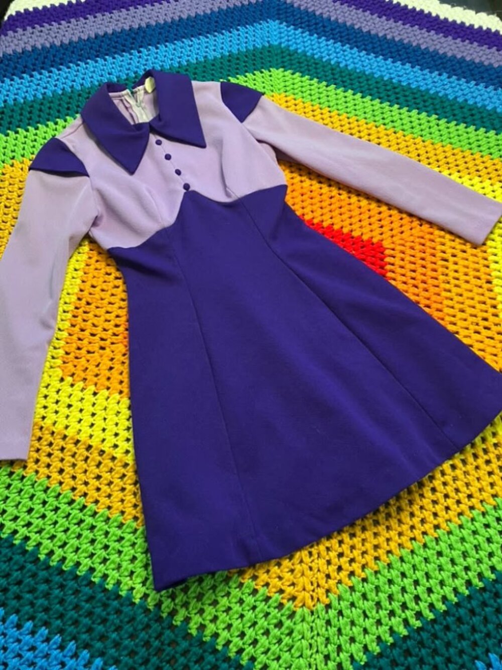 60's Vintage Purple Mod Go Go Daphne Scooby Doo Marsha Brady Twiggy Mini Dress